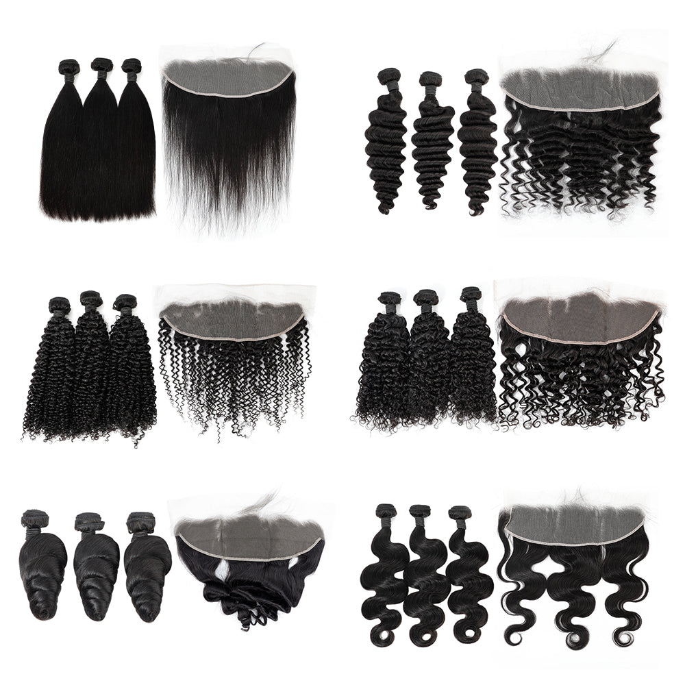 Cuticle Aligned Deep Wave Hair Ear To Ear 13x4 Lace Frontal And 3 Bundles