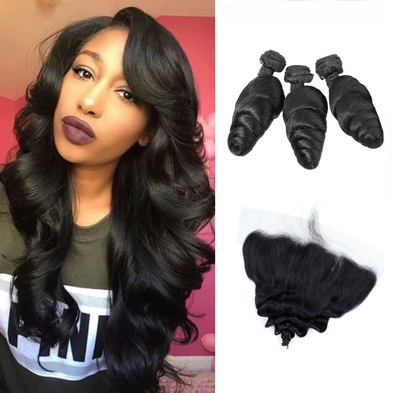 Brazilian Hair Bundles With Frontals Brazilian 13*4 Loose Wave Frontal