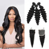 Brazilian Deep Wave Hair Bundles With 4×4 Closure Remy Human Hair 3 Bundles