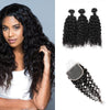 3 Bundles With Closure Brazilian Curly Virgin Human Hair Weave Bundles