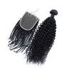 Virgin Cuticle Aligned Brazilian Human Hair With Kinky Curly Closure