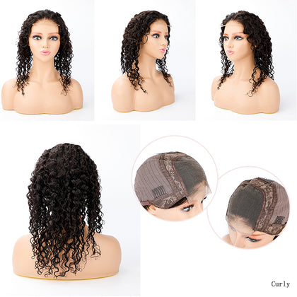 Virgin Cuticle Aligned Curly Hair Swiss Lace Front Human Hair Wigs