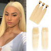 613 Bundles With Closure Blonde Straight Virgin Hair