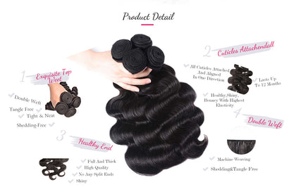 3 Bundles Body Wave Hair Wholesale 10-30 Inch Human Hair Bundles