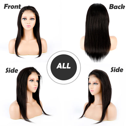 Thin Transparent 4*4 Swiss Lace Front Wig Straight Human Hair