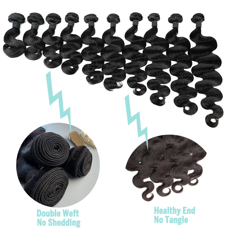 Top Quality 3 Bundles 10-30 inch Virgin Body Wave Human Hair Natural Black Color