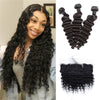 Virgin Hair Peruvian Hair  Deep Wave Hair Bundles With Frontal