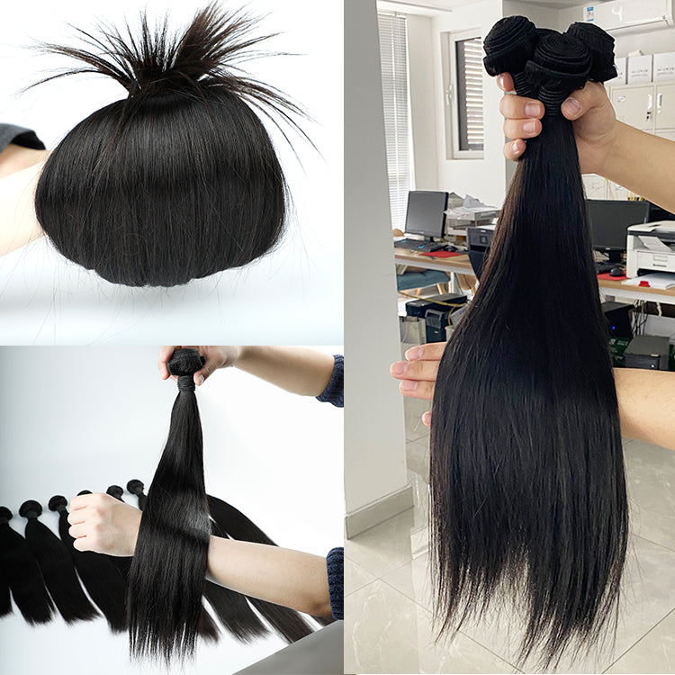 High Quality Brazilian Human Hair 3 Bundles Straight Weave Hairstyles Natural Color
